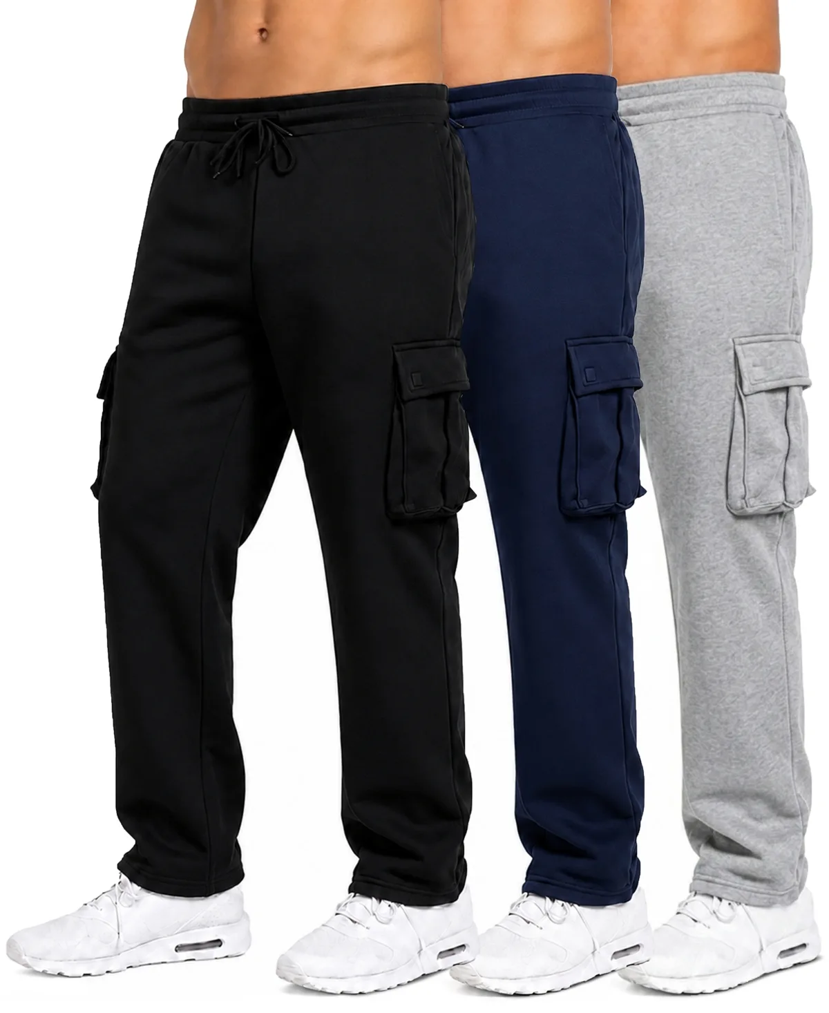 Fleece-Lined Cargo Sweatpants, 3-Piece by Blue Ice