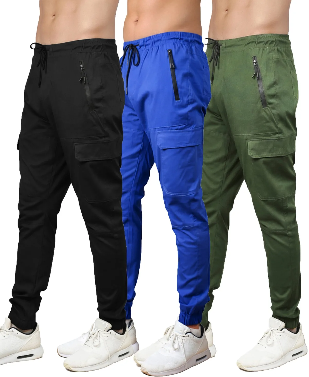 Slim-Fit Cargo Jogger Pants, 3-Pack by Blu Rock