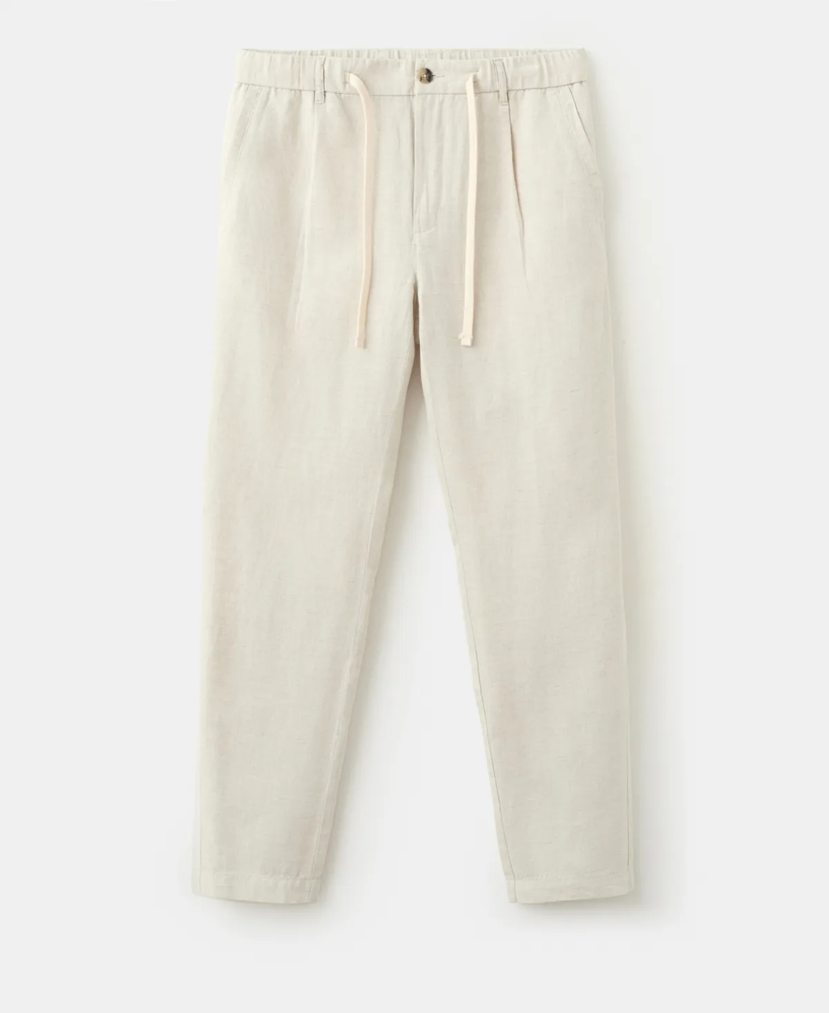 Slim-Fit Cropped Cotton-Linen Pants by Mango