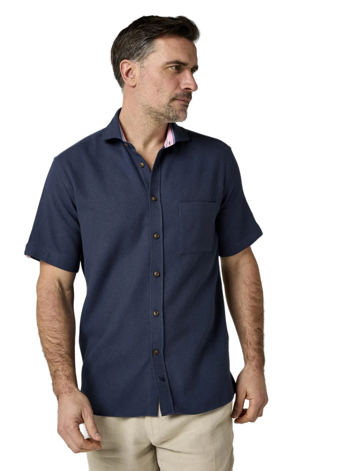 Cotton Short Sleeve Sack Weave Shirt by Koy Clothing