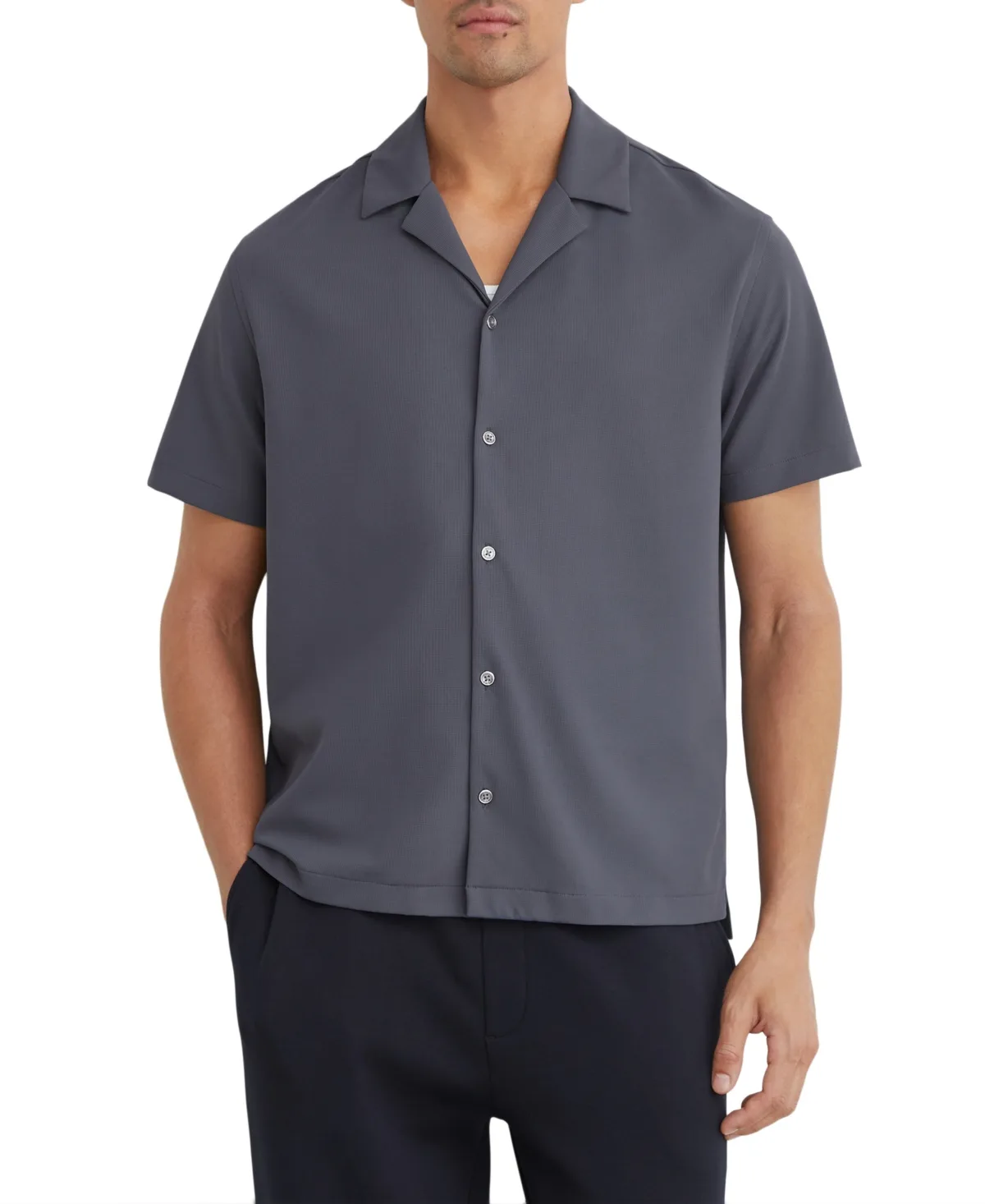 River Slim-Fit Textured Short-Sleeve Button-Down Shirt