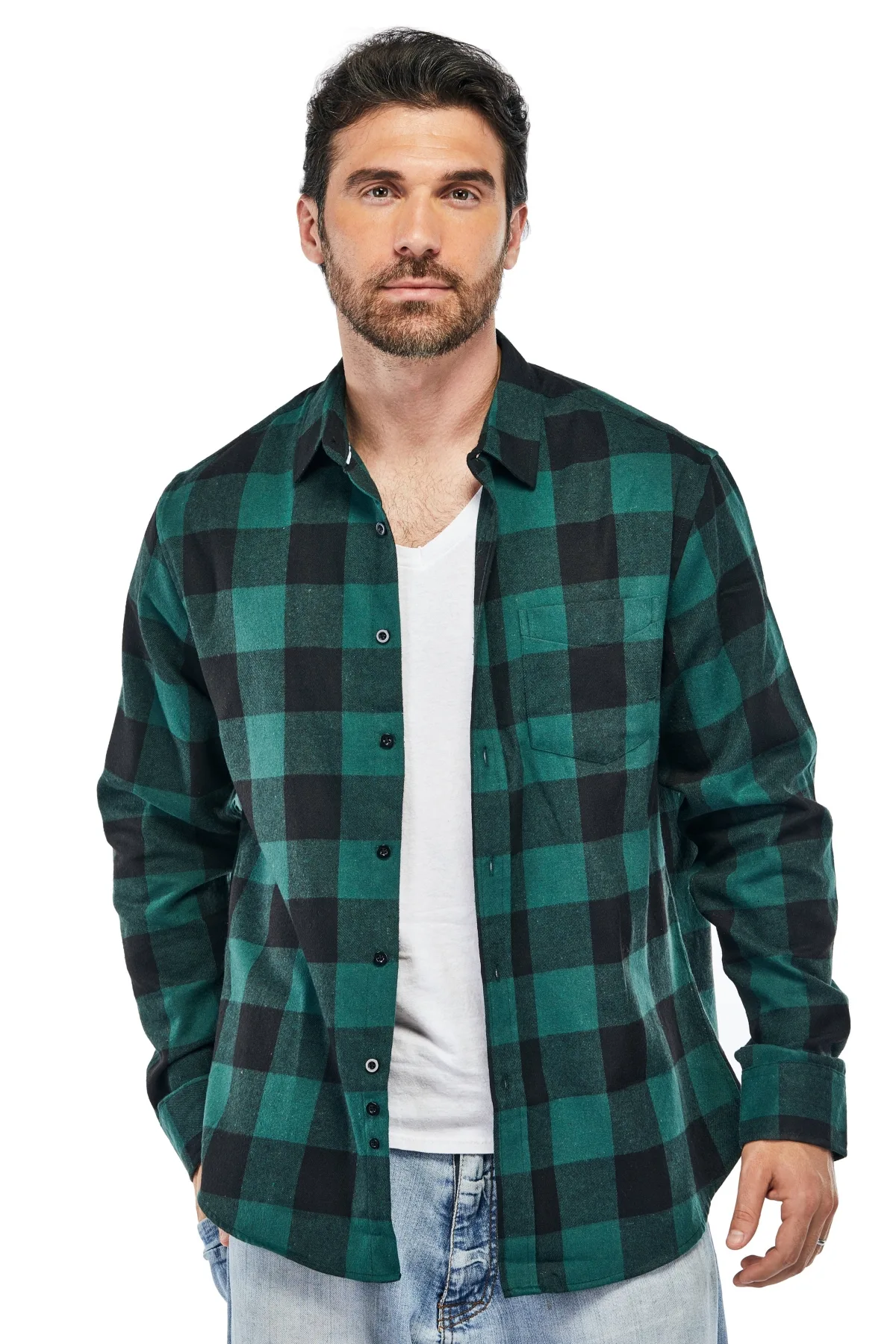 Button Down Classic Fit Flannel Shirt by Braveman