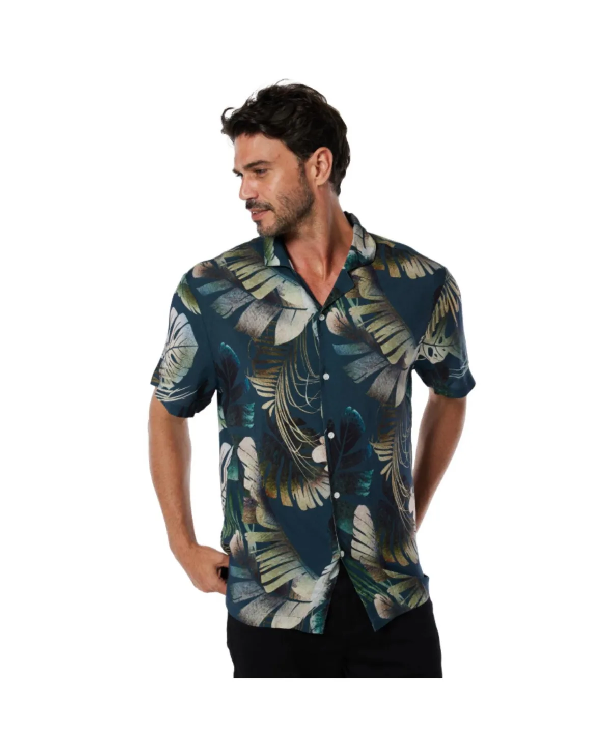Casual Button-Down Hawaiian Short Sleeve Shirt by Mio Marino