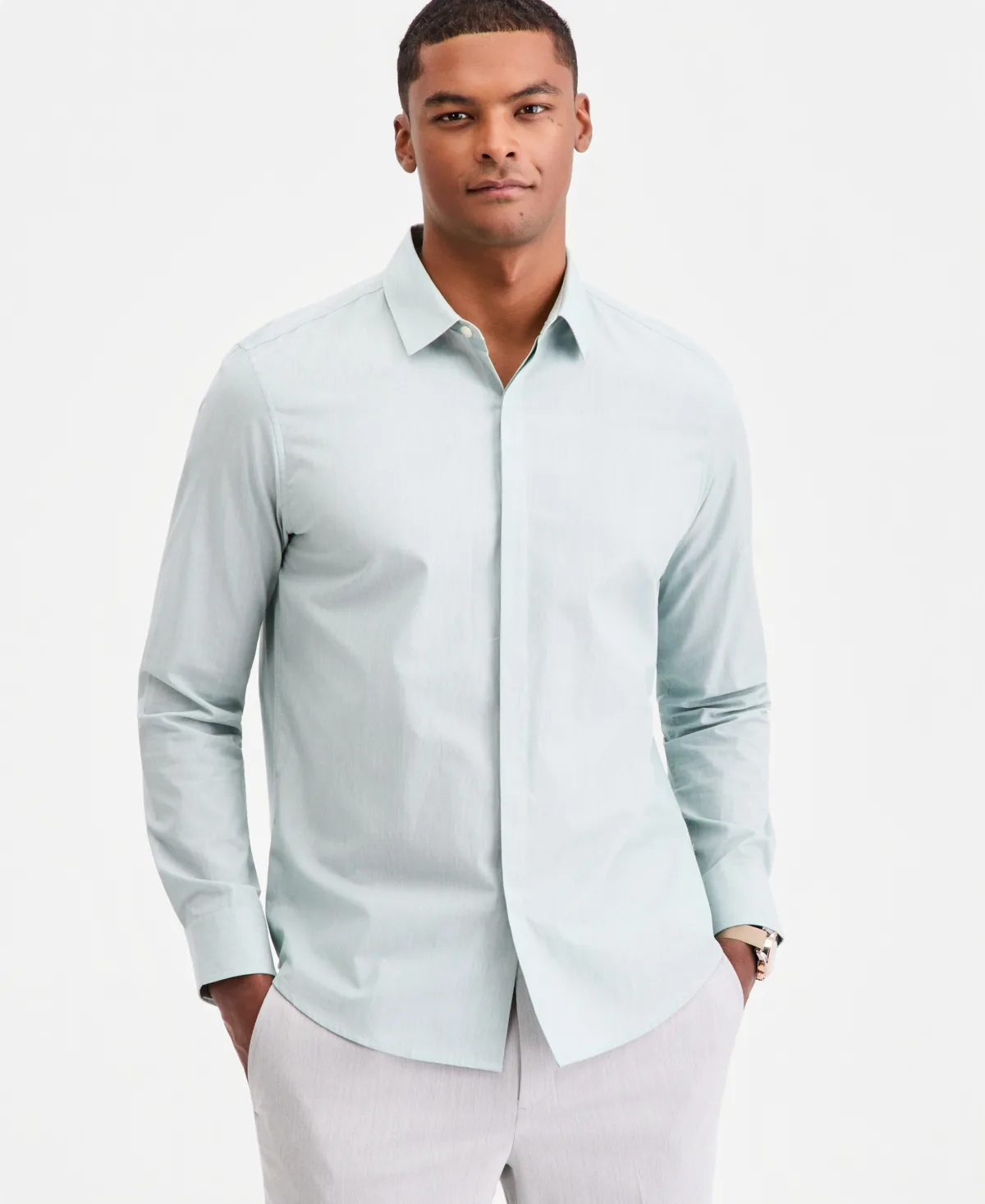Luke Cotton Long-Sleeve Button Shirt by Alfani
