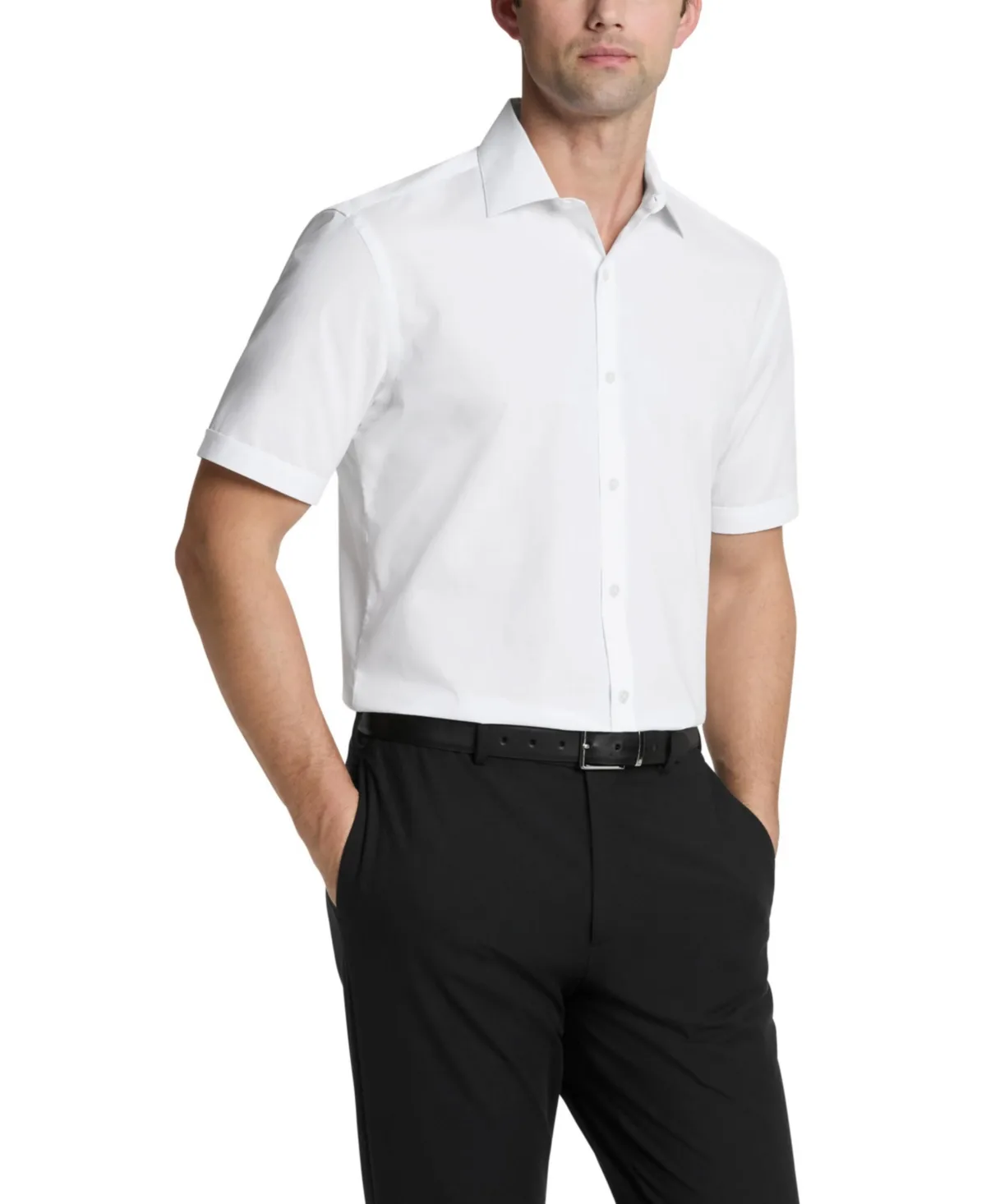 Slim-Fit Short-Sleeve Spread Collar Shirt by Van Heusen