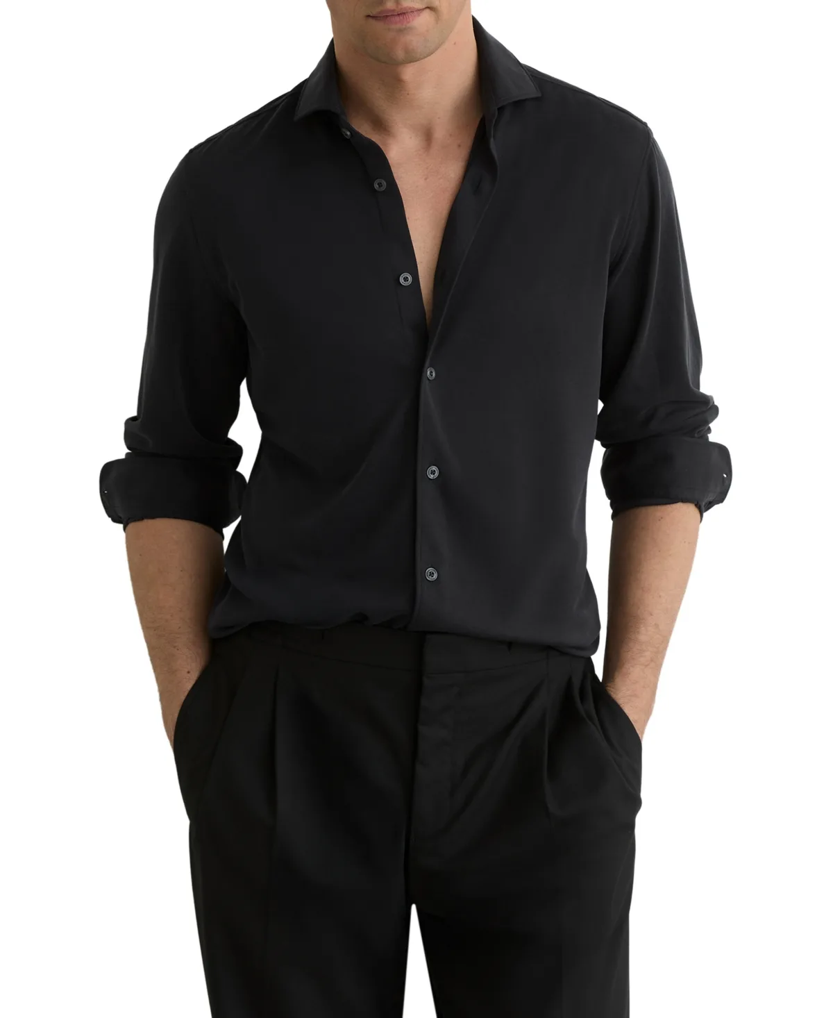 Davaro Regular-Fit Stretch-Modal Cutaway-Collar Shirt by Reiss