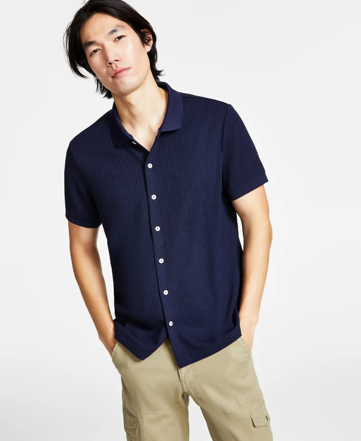 Pointelle Short Sleeve Knit Shirt by Guess