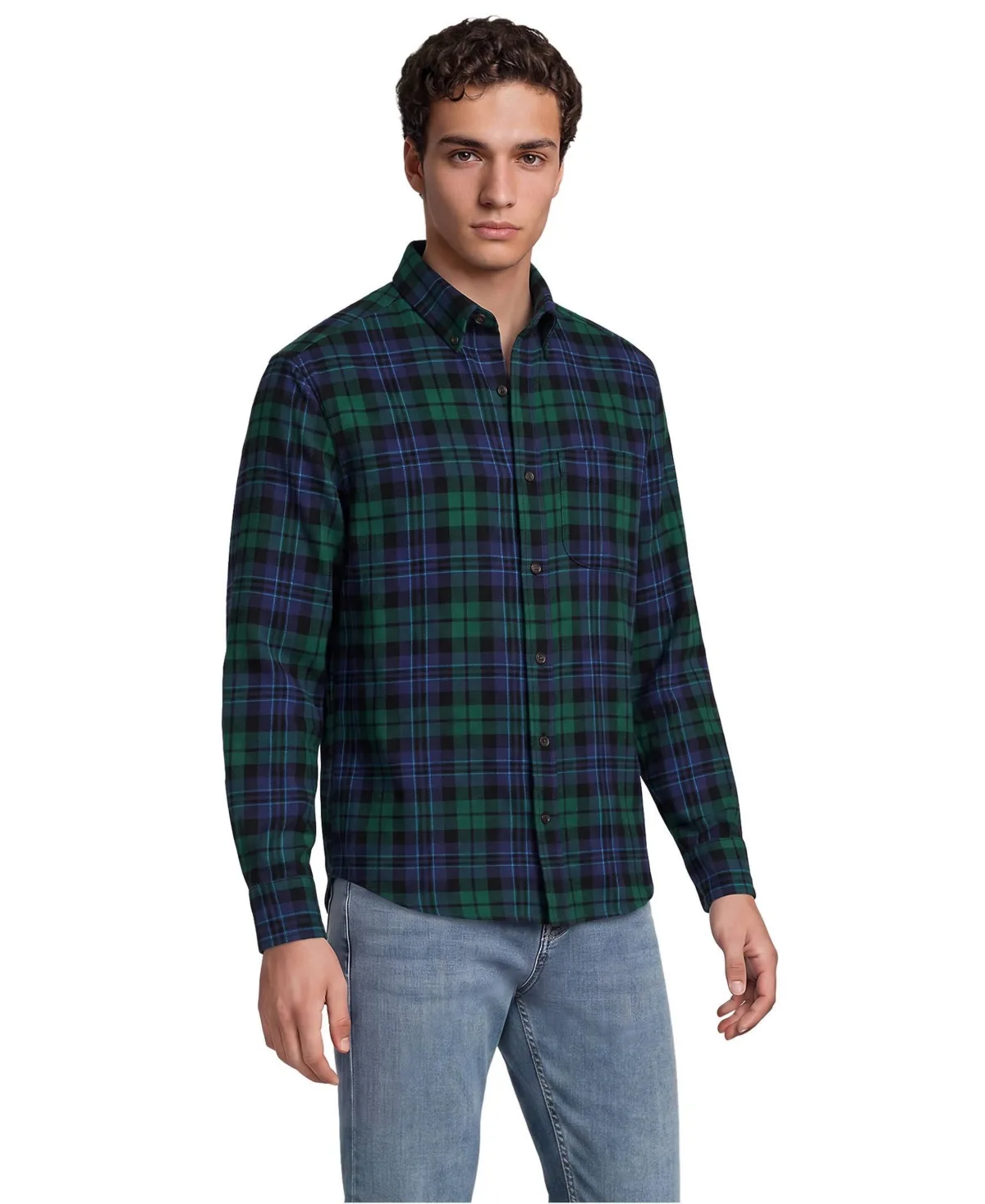 Long Sleeve Classic Fit Flagship Flannel Shirt by Lands' End