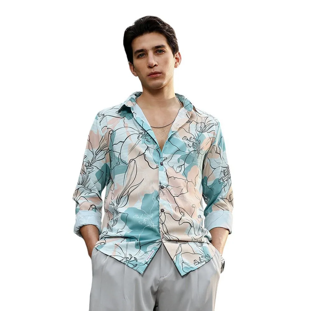 Botanical-Outline Imprint Shirt