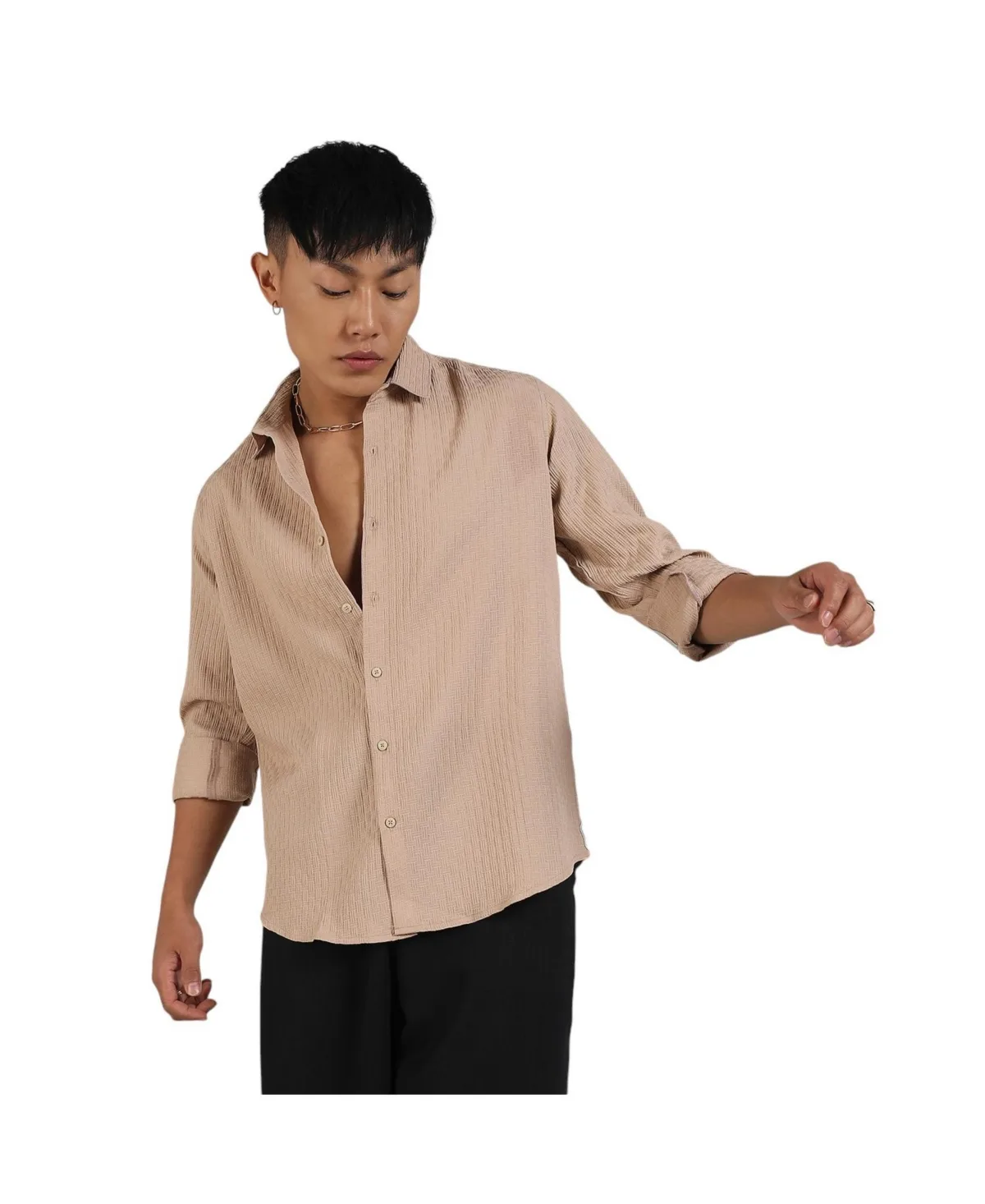 Textured Interweave Shirt by Campus Sutra