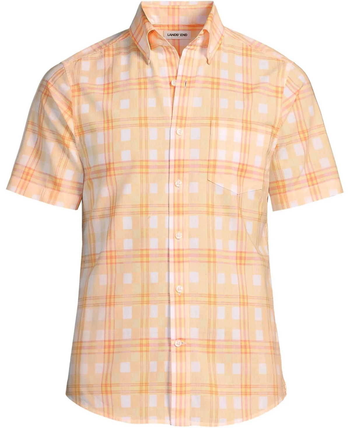 Traditional Fit Short Sleeve Madras Shirt by Lands' End