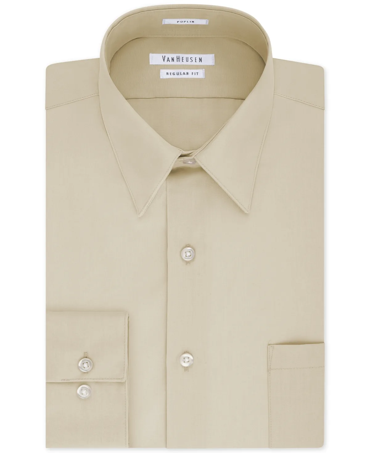 Regular Fit Point Collar Poplin Dress Shirt by Van Heusen