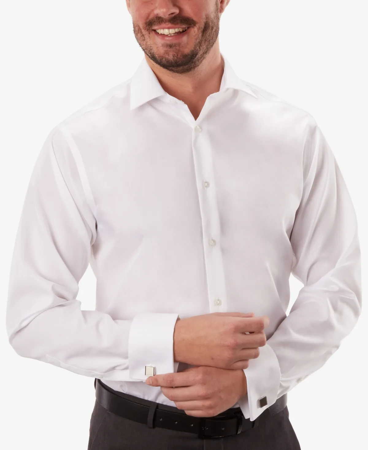 Steel Regular Fit Non-Iron Performance French Cuff Dress Shirt by Calvin Klein