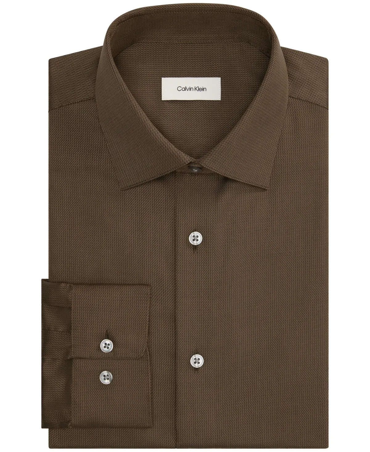Slim-Fit Wrinkle-Free Stretch Cotton-Blend Dress Shirt by Calvin Klein