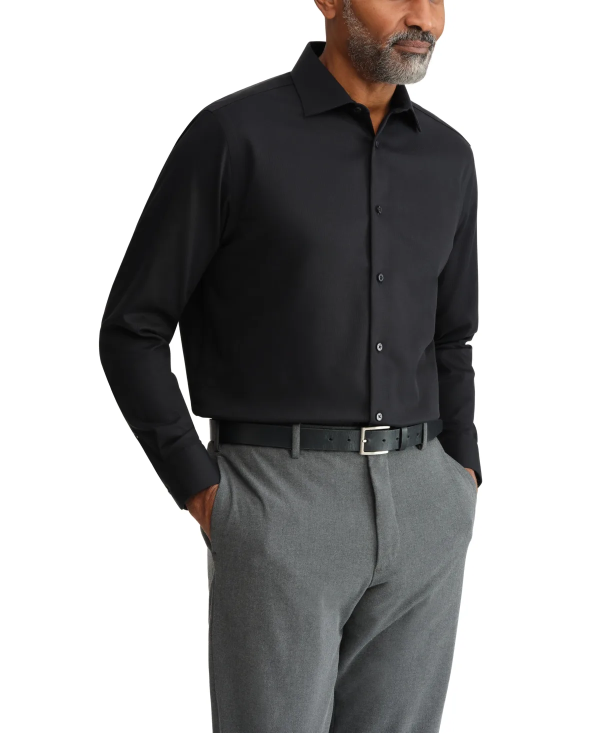 Solid Regular-Fit Stretch Dress Shirt by Calvin Klein