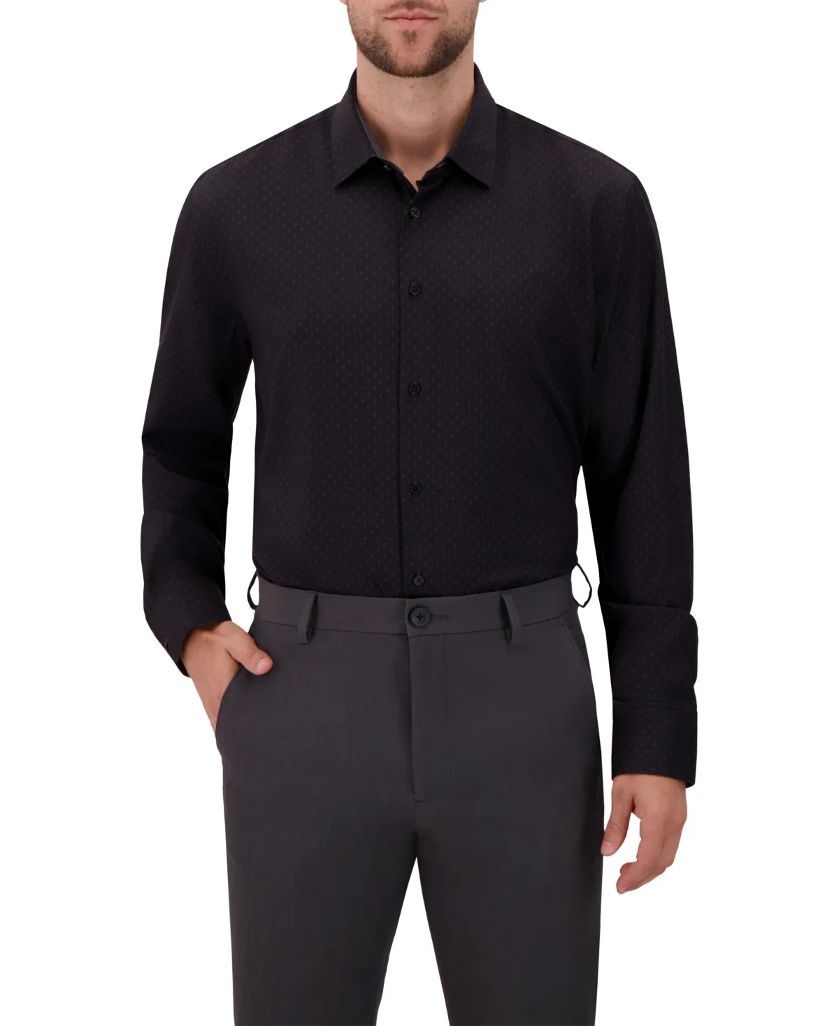 4-Way Geometric-Print Spread-Collar Woven Dress Shirt by Report Collection