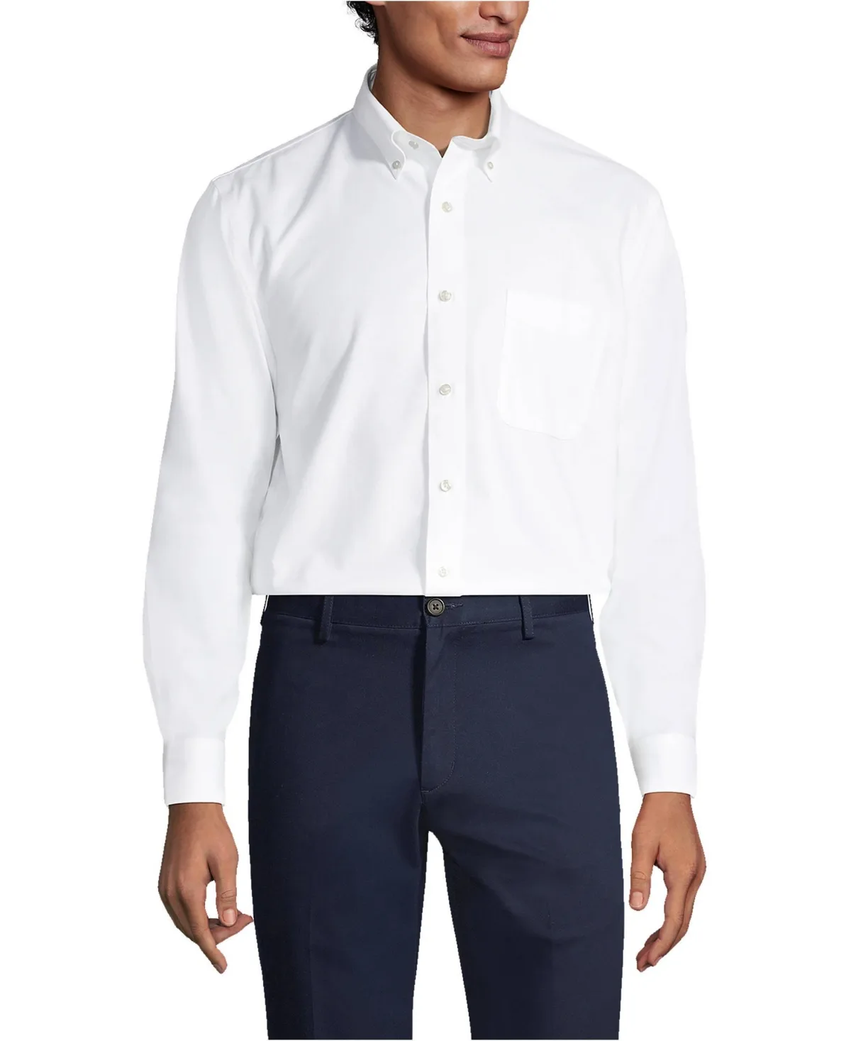 Traditional Fit Solid No Iron Supima Oxford Dress Shirt by Lands' End
