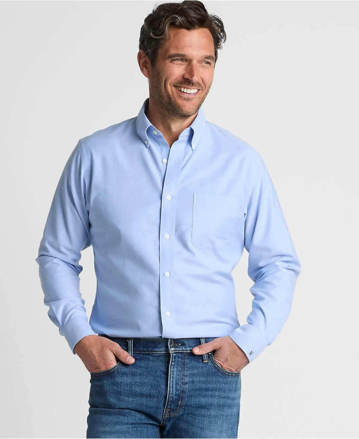 Traditional Fit Solid No Iron Supima Oxford Dress Shirt