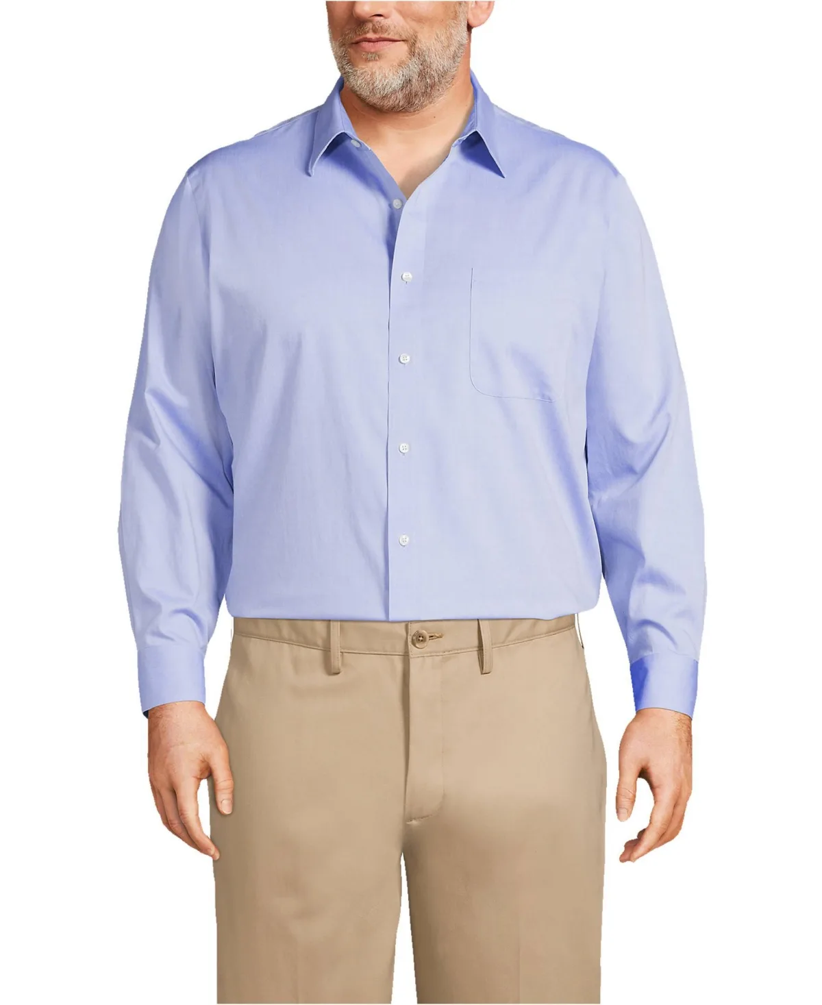 Traditional Fit Solid No Iron Supima Pinpoint Straight Collar Dress Shirt by Lands' End