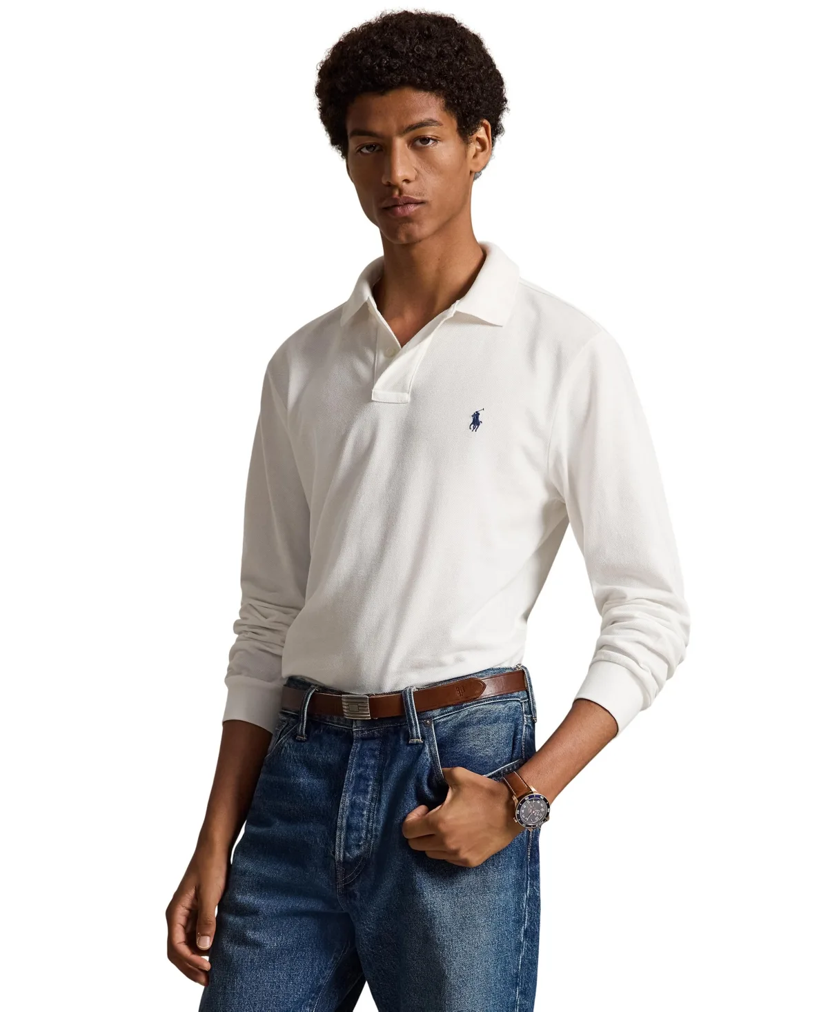 Classic Fit Long Sleeve Mesh Polo by Polo Ralph Lauren