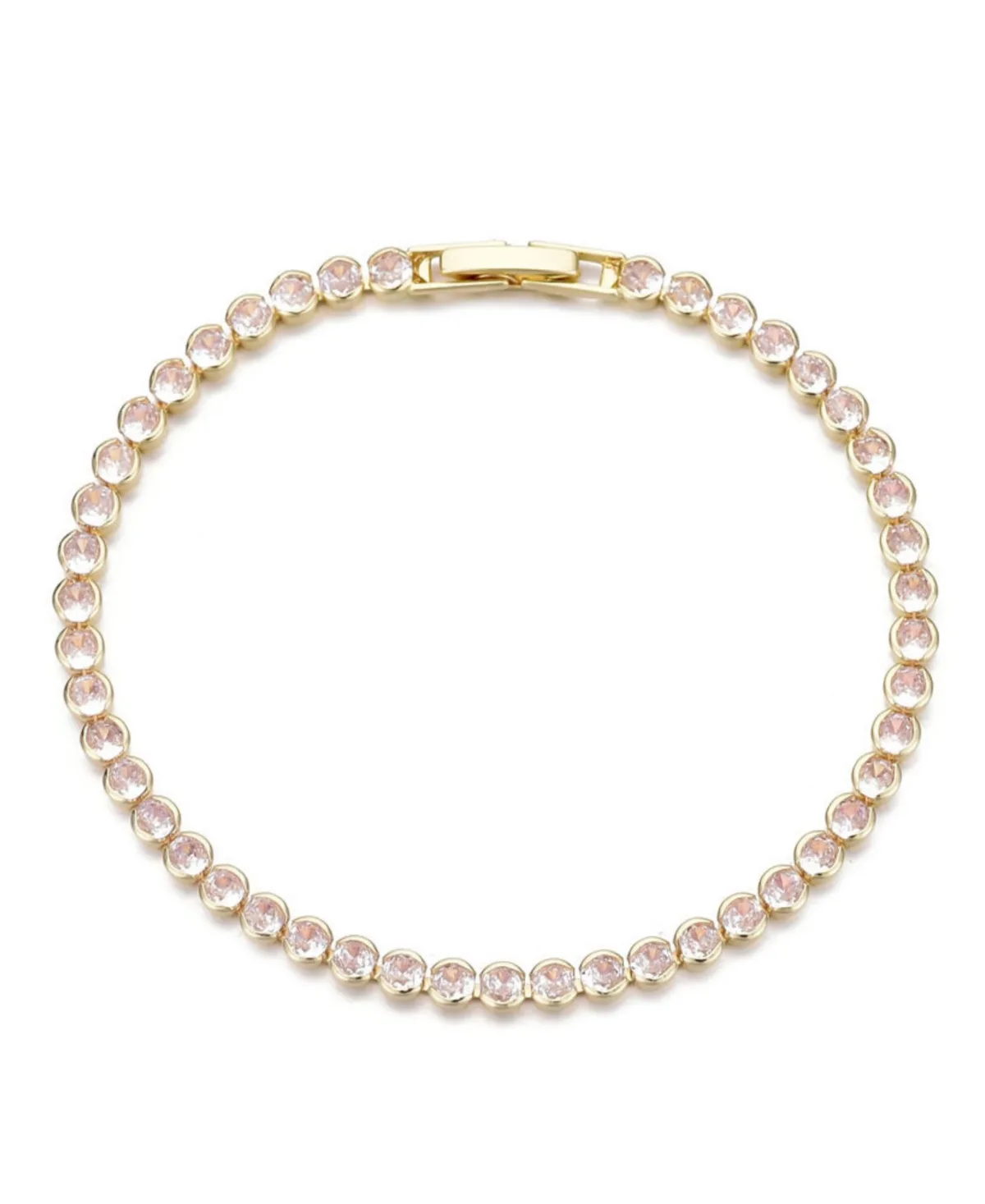 Plated Crystal Bezeled Tennis Bracelet by Adornia