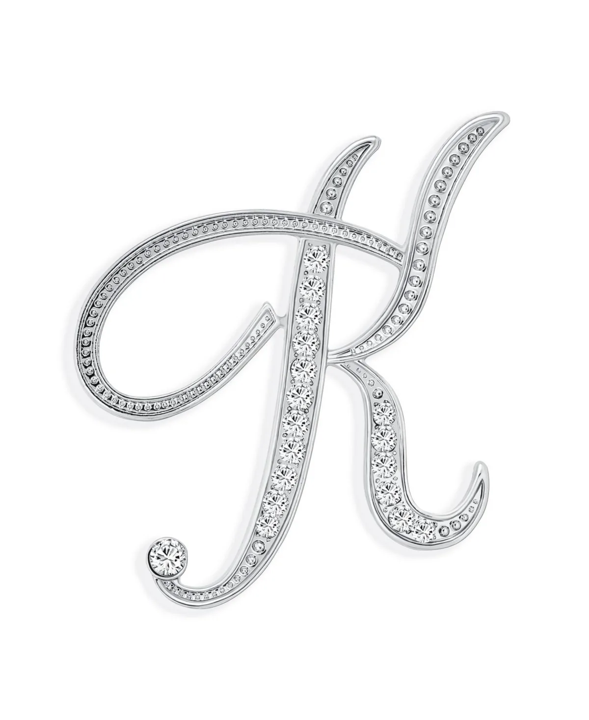 Large Statement Abc Pave Crystal Letters Alphabet Initial Scarf Lapel Pin Brooch Silver Plated by Bling Jewelry