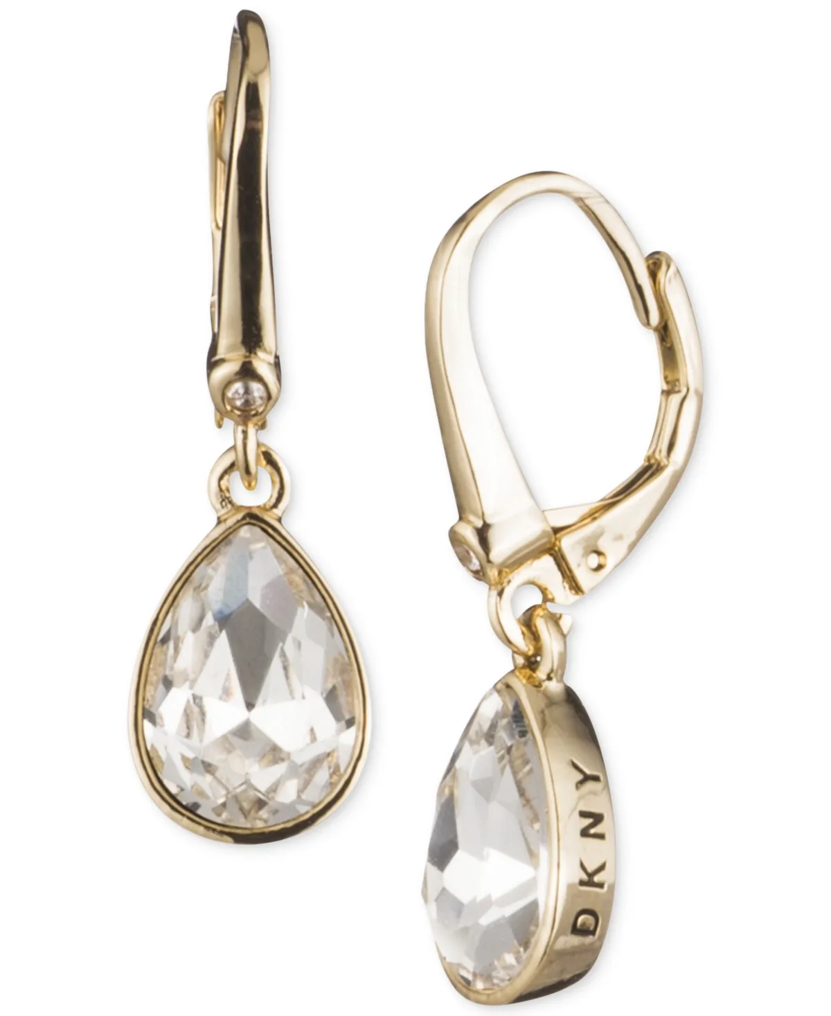 Crystal Logo Teardrop Drop Earrings by Dkny