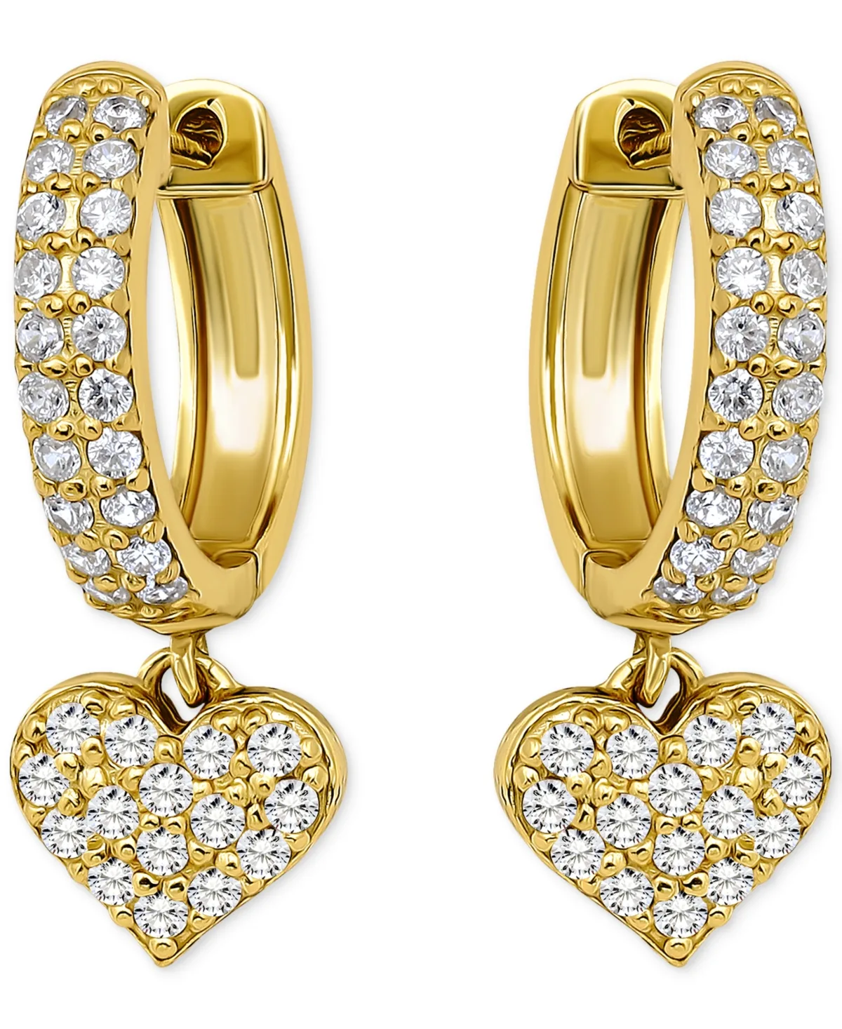 Cubic Zirconia Heart Charm Hoop Earrings (1-1/20 ct. t.w.) by Giani Bernini