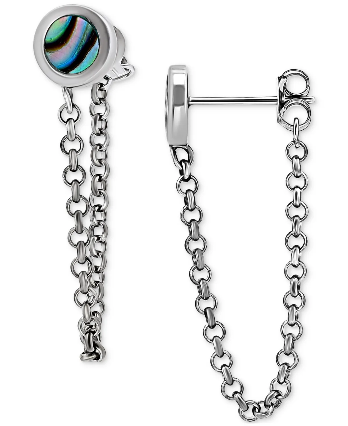 Chain Front and Back Drop Earrings in Sterling Silver by Giani Bernini