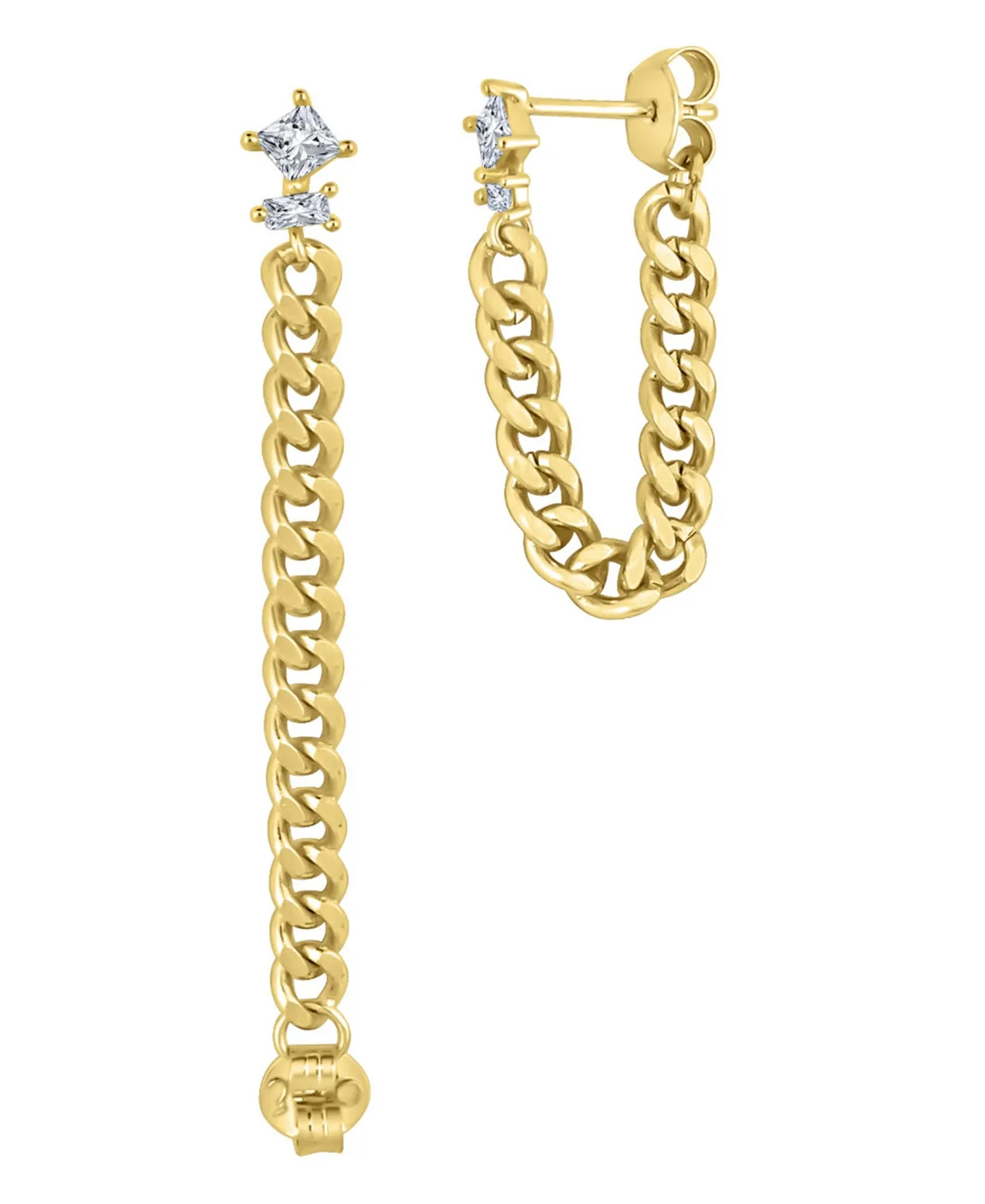 Cubic Zirconia Chain Post Earring by And Now This
