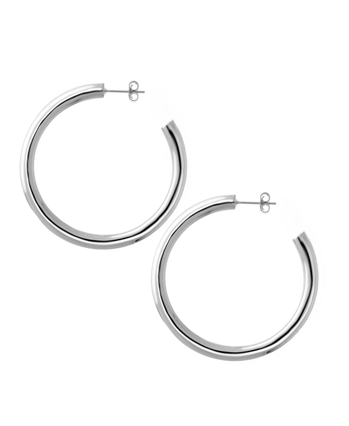 Medium Tube C Hoop Earring in 18K Gold Plate or Silver Plate