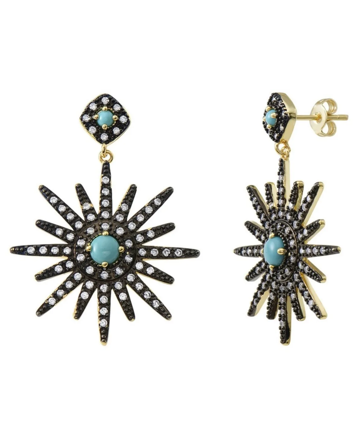Faux Turquoise Starburst Earrings by Adornia