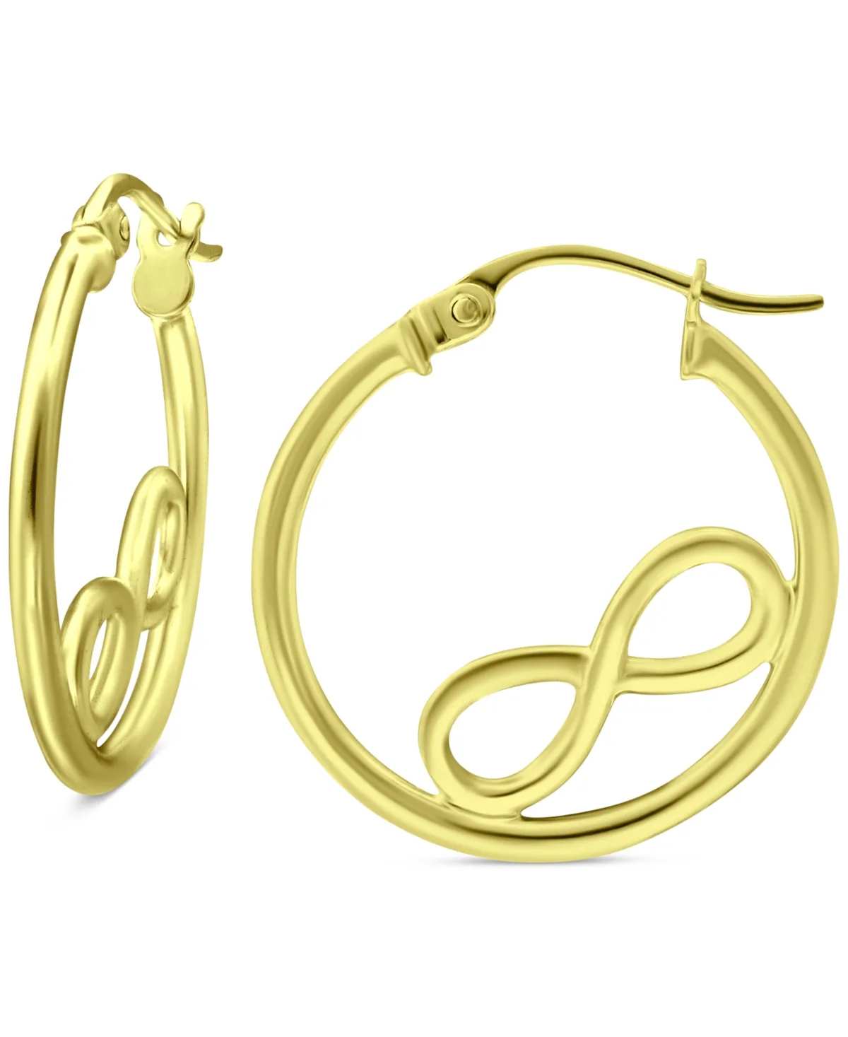 Infinity Accent Small Hoop Earrings in 18k Gold-Plated Sterling Silver, 0.75" by Giani Bernini