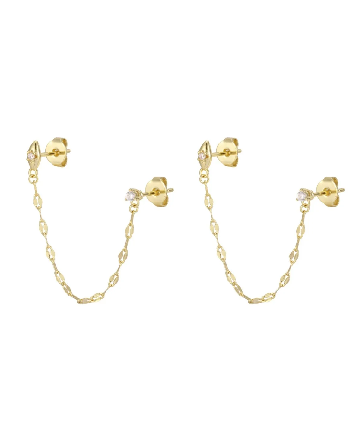 Large Cubic Zirconia Gold-Tone Marquis Chain Earrings by Adornia