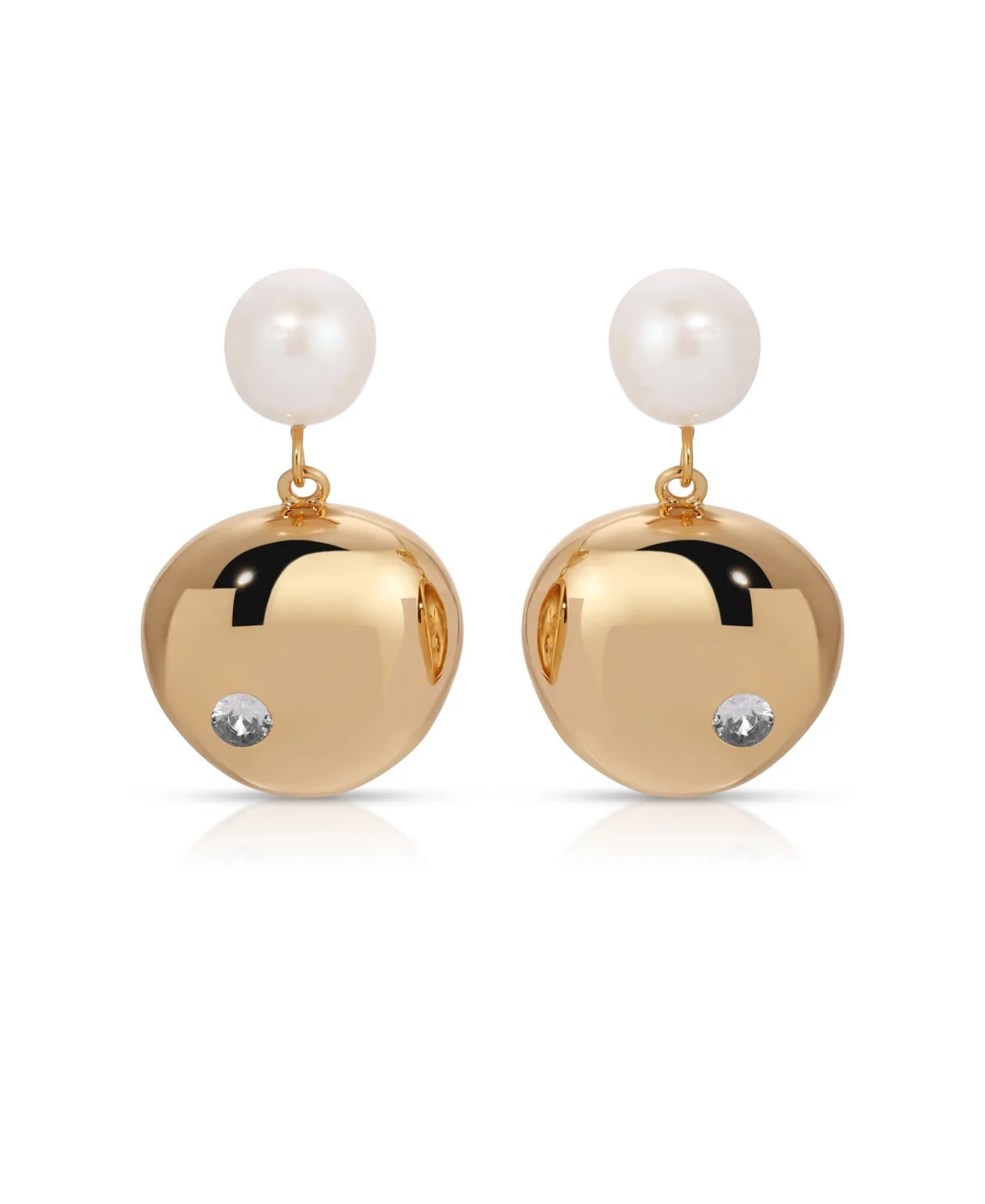 Pebble and Freshwater Pearl Dangle Earrings by Ettika