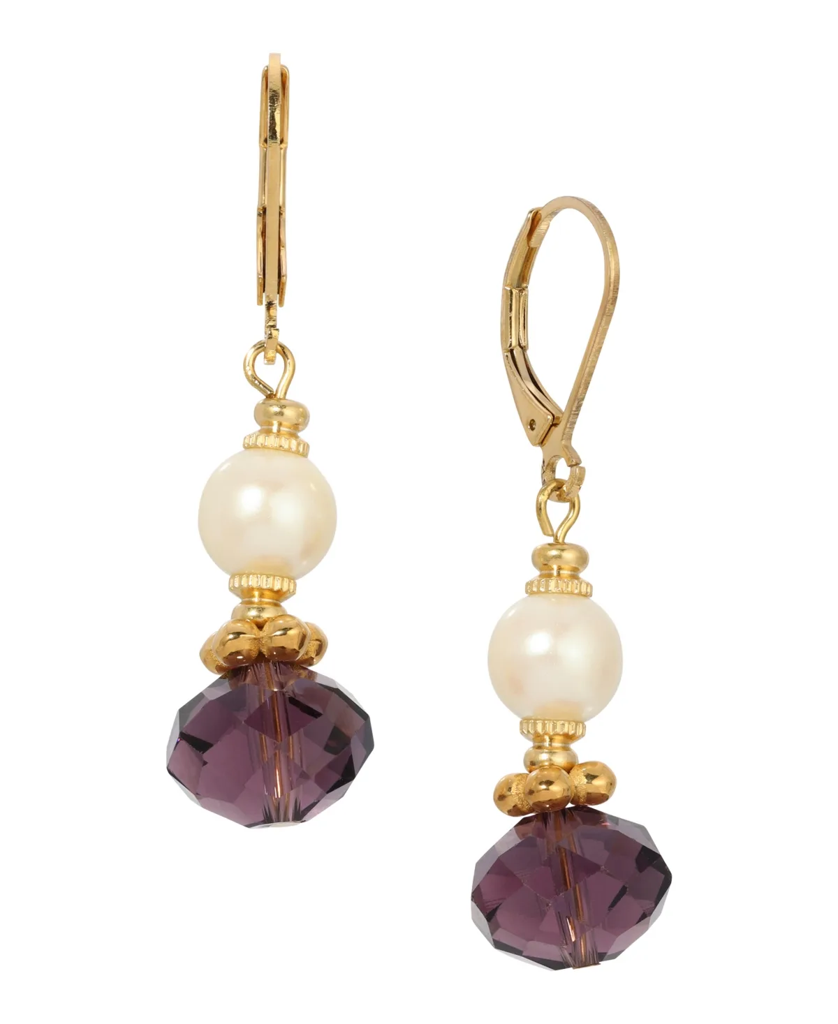 Glass Faux Cultivated Pearl Drop Earrings by 2028
