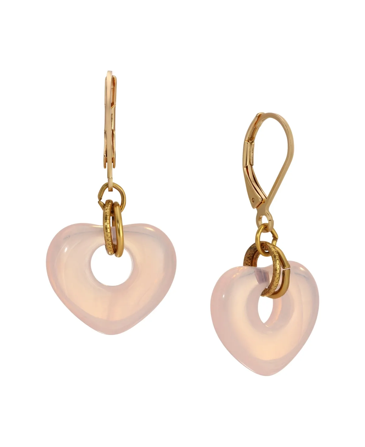 Gold Tone Heart Drop Leverback Earrings by 2028