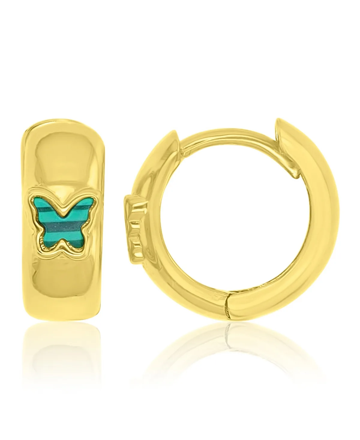 Simulated Malachite Butterfly Huggie Earrings in 14k Yellow Gold Over Sterling Silver by Macy's