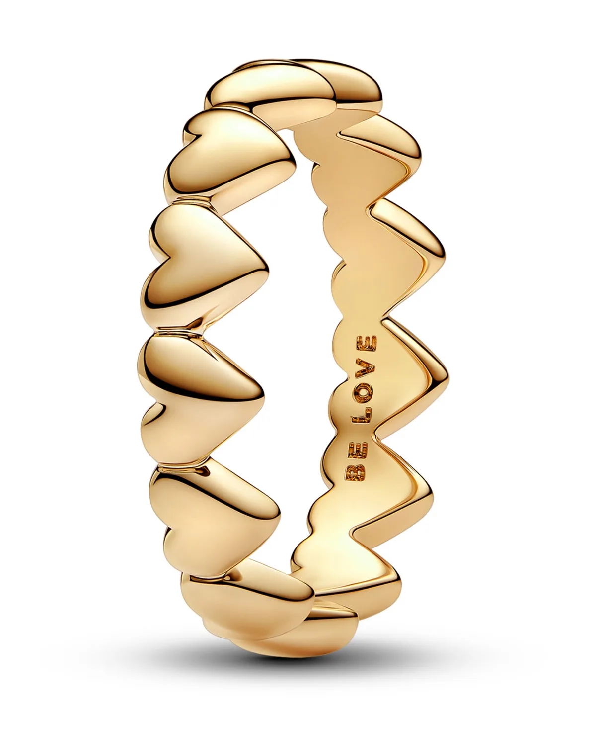 14K Gold-Plated Row of Hearts Ring by Pandora
