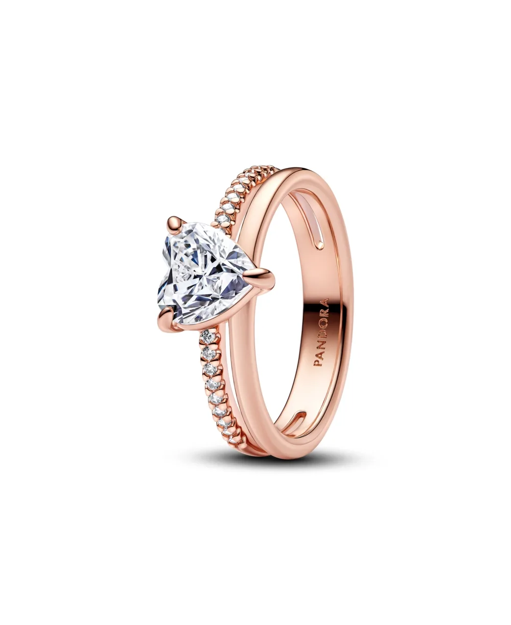 Sterling Silver Double Band Heart Ring by Pandora