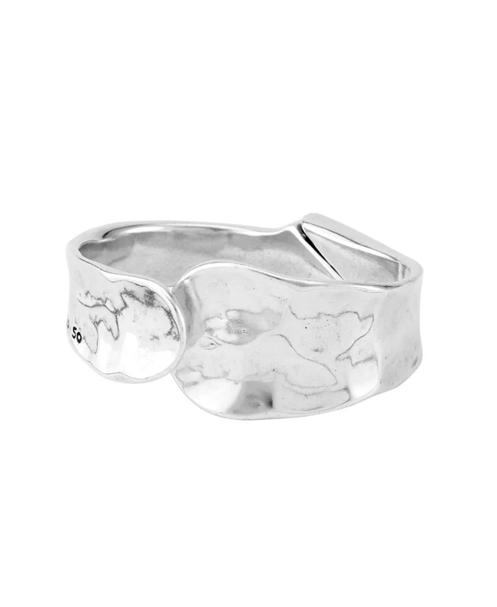 Rigid Sterling Silver Overlapping Waves Bracelet by Unode50