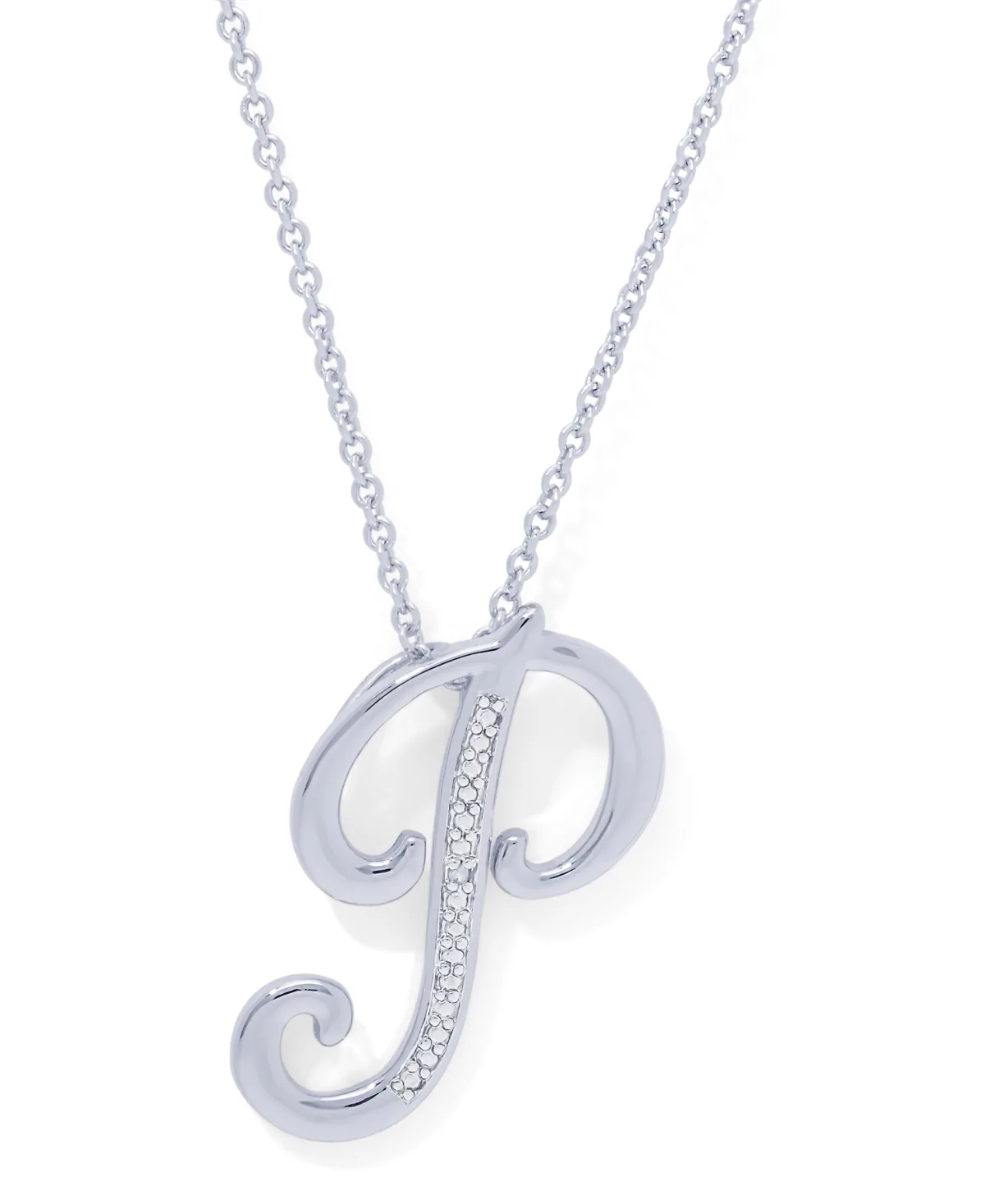 Diamond Accent Initial Pendant Necklace 18" in Silver Plate by Macy's
