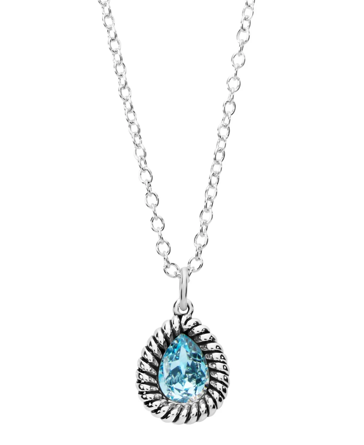 Sterling Silver Pear-Shaped Crystal Rope Edge Necklace by Macy's