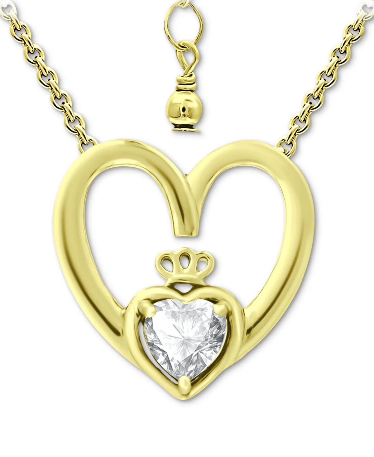 Cubic Zirconia Claddagh Heart 16" Pendant Necklace by Giani Bernini