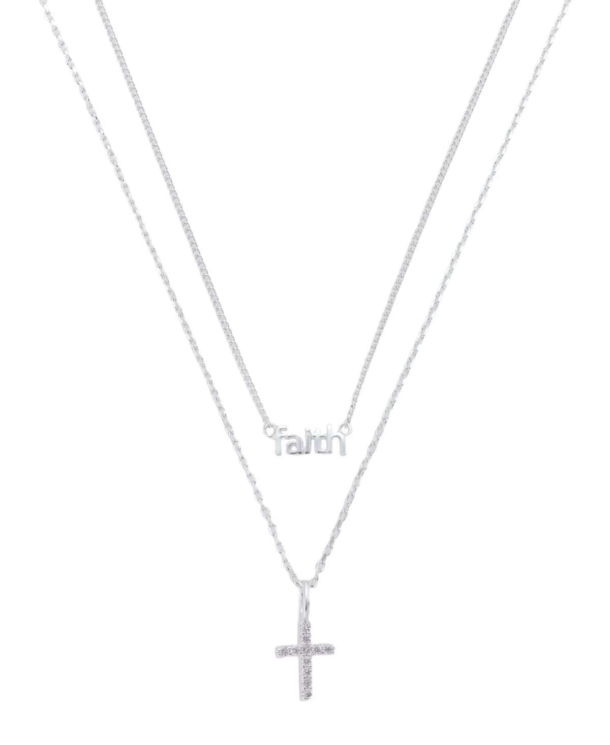 Cubic Zirconia Faith Duo Necklace Set by Unwritten