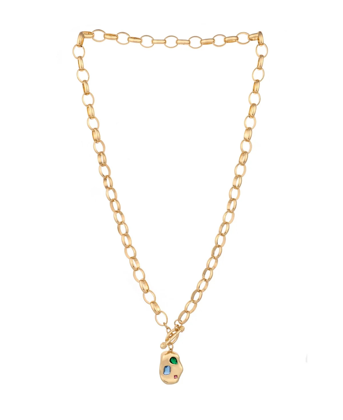 Rainbow 18K Gold Plated Nugget Toggle Necklace