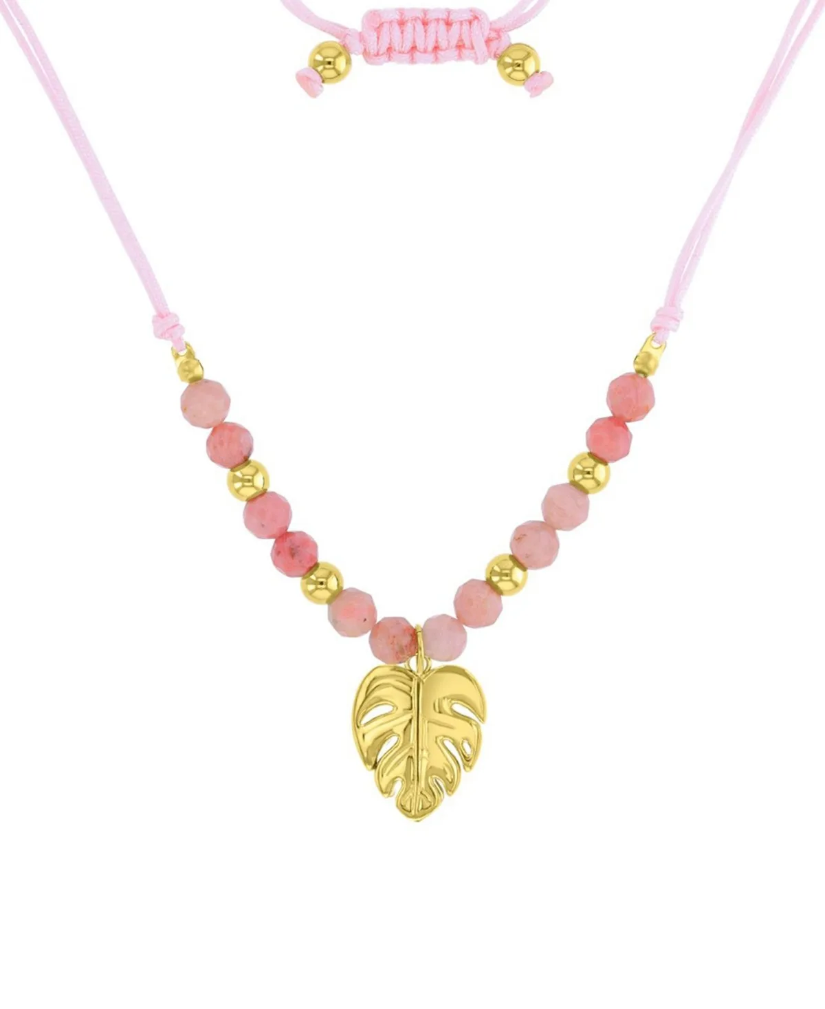 Waterproof Yellow Palm Leaf Labradorite Adjustable Necklace by Roxy