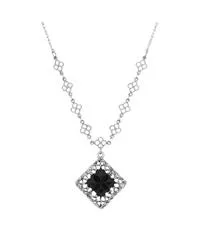Glass Square Black Stone Necklace by 2028