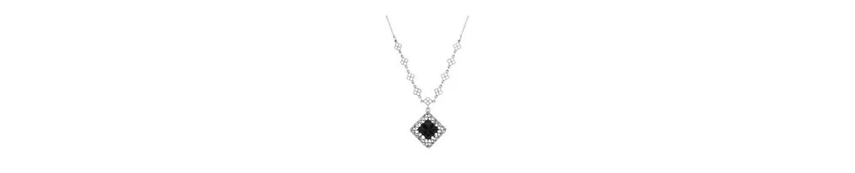 Glass Square Black Stone Necklace by 2028