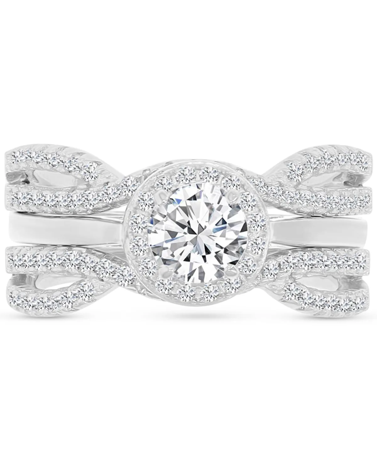 Cubic Zirconia Halo Solitaire Twist Style Stack-Look Statement Ring by Macy's